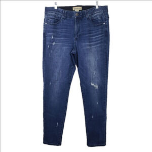 Democracy Ab Technology Distressed Jeans Size 16 Elastic Waistband Ankle Skinny